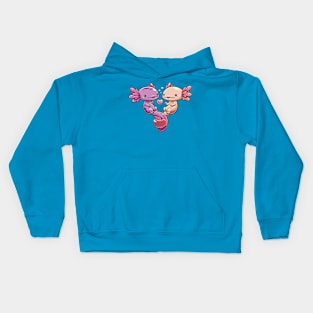 Amphibian Amore: Axolotl Sweethearts Kids Hoodie